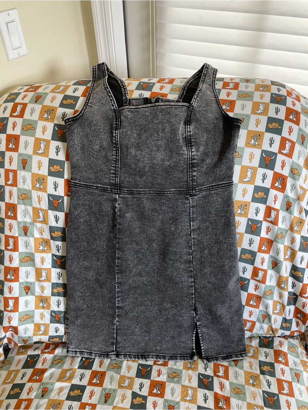 No Boundaries Black Washed Denim Overall Dress